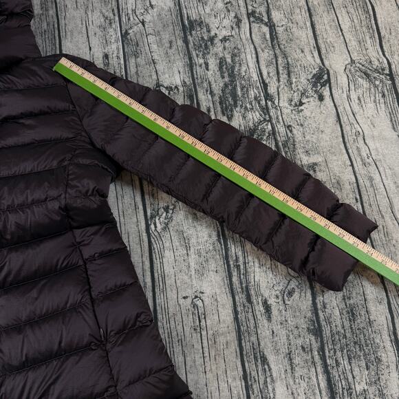 Uniqlo Ultra Light Down Long Puffer Coat Hooded Brown Size S Lightweight - Picture 8 of 11